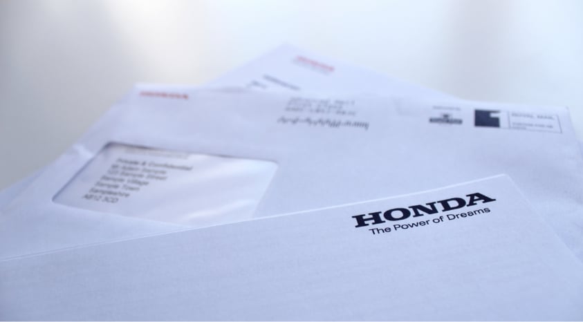 Honda Finance Letters and Envelopes